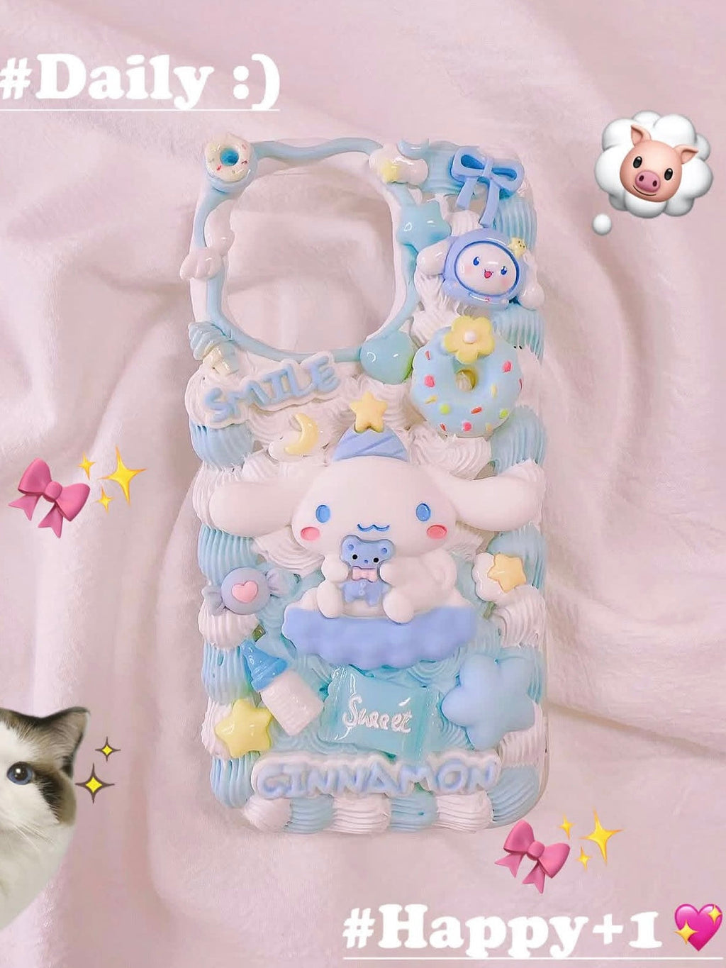Sanrio Cinnamoroll Handmade Decoden Phone Case｜All Models Available Cinnamonroll
