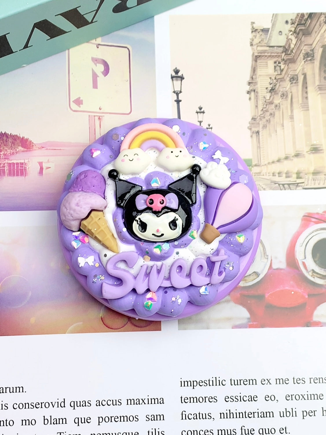 Sanrio Kuromi Handmade Decoden Portable Mirror