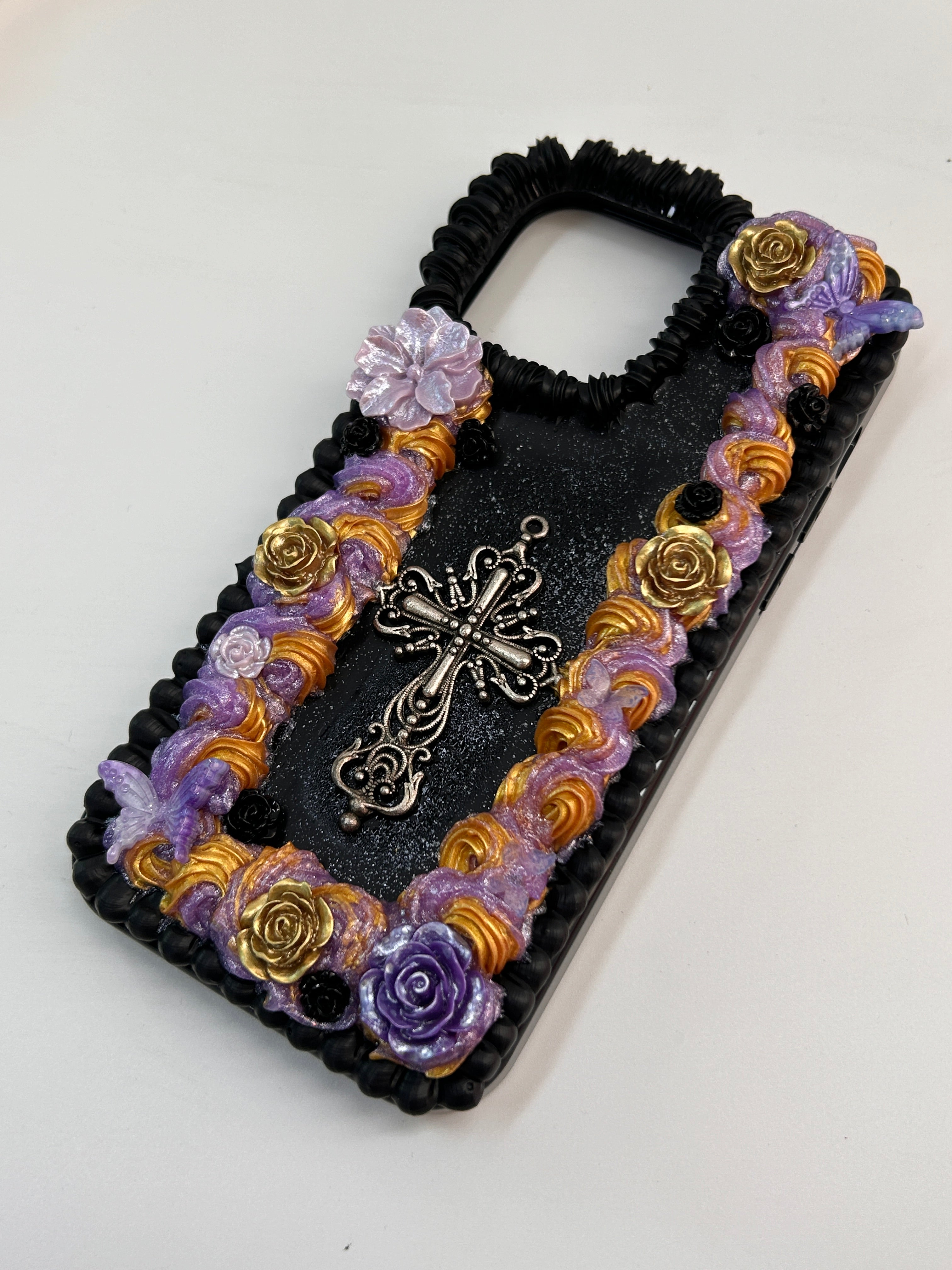 Baroque Dark Cross Decoden Phone Case