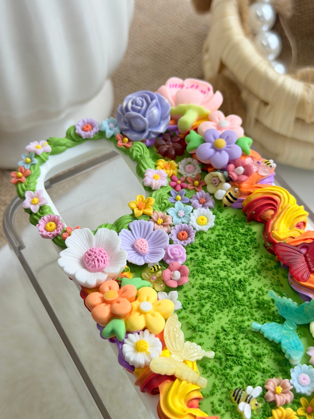 Rainbow Flowers Garden Handmade Decoden Phone Case｜All Models Available