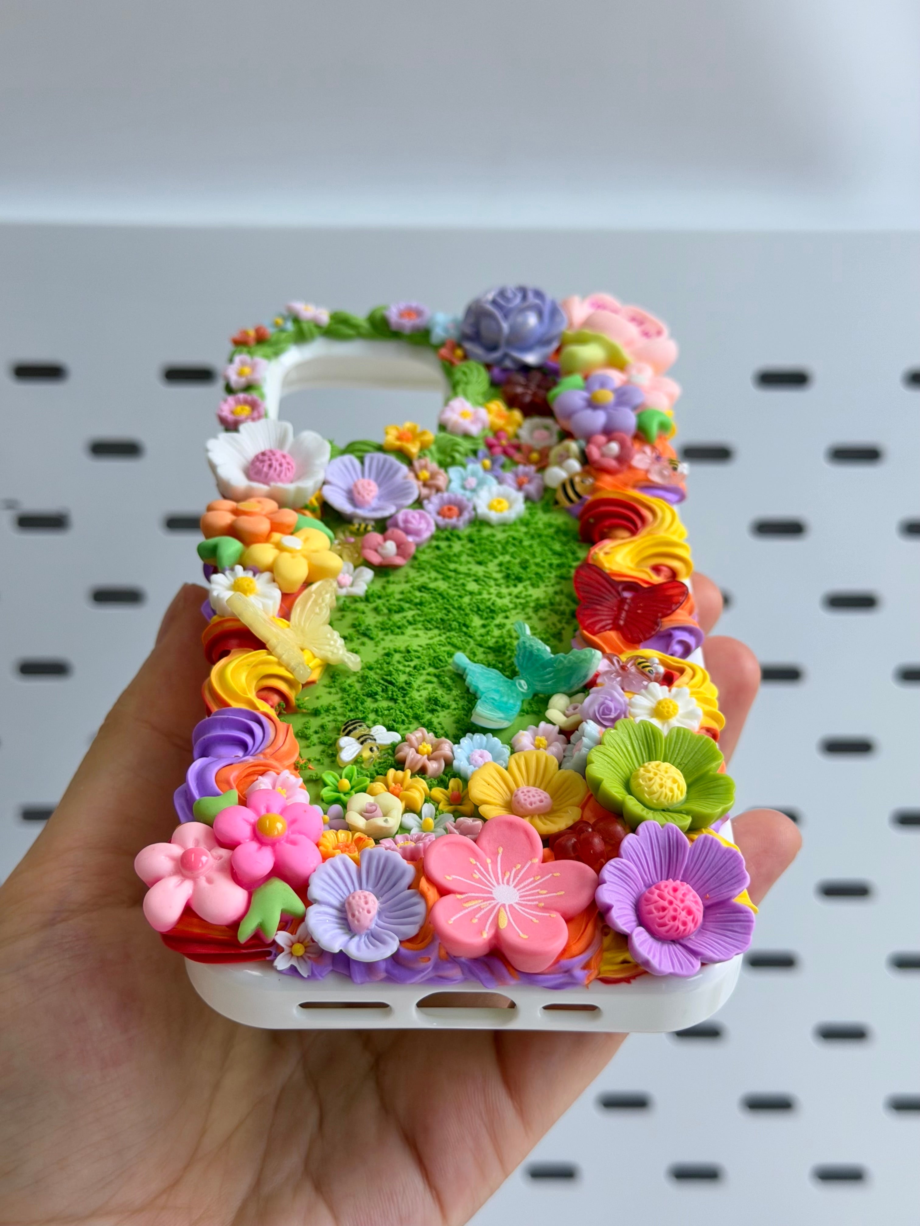 Rainbow Flowers Garden Handmade Decoden Phone Case｜All Models Available