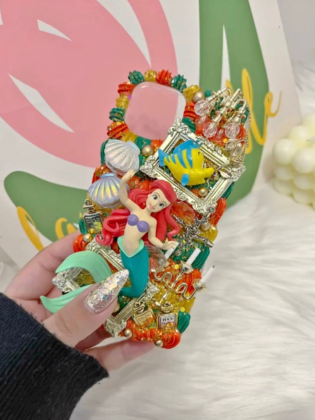 Princess Ariel Little Mermaid Handmade Decoden Phone Case｜All Models Available