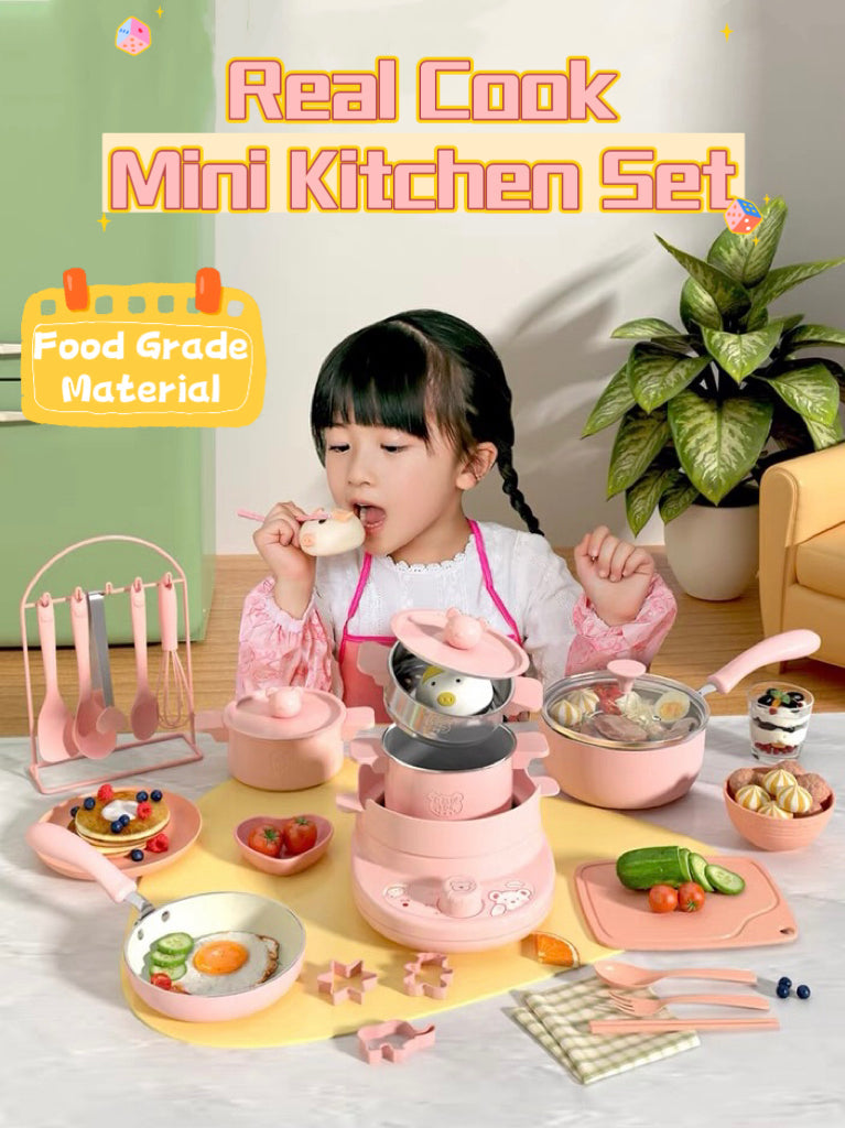 【Pink】Real Cook Mini Kitchen Set