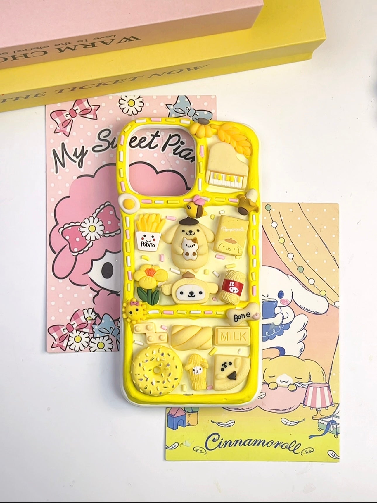 Sanrio Pompompurin Handmade Decoden Phone Case｜All Models Available