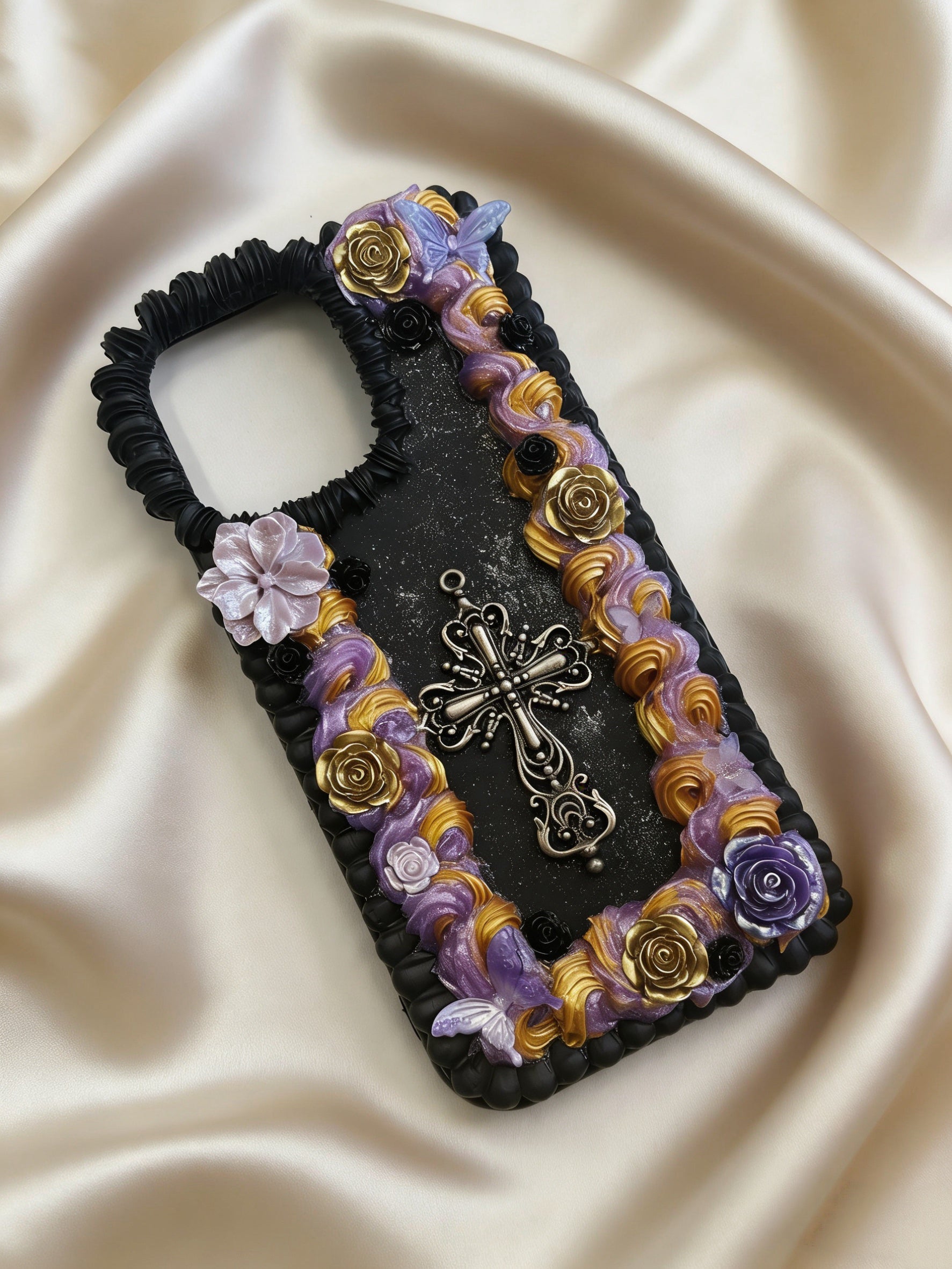 Baroque Dark Cross Decoden Phone Case