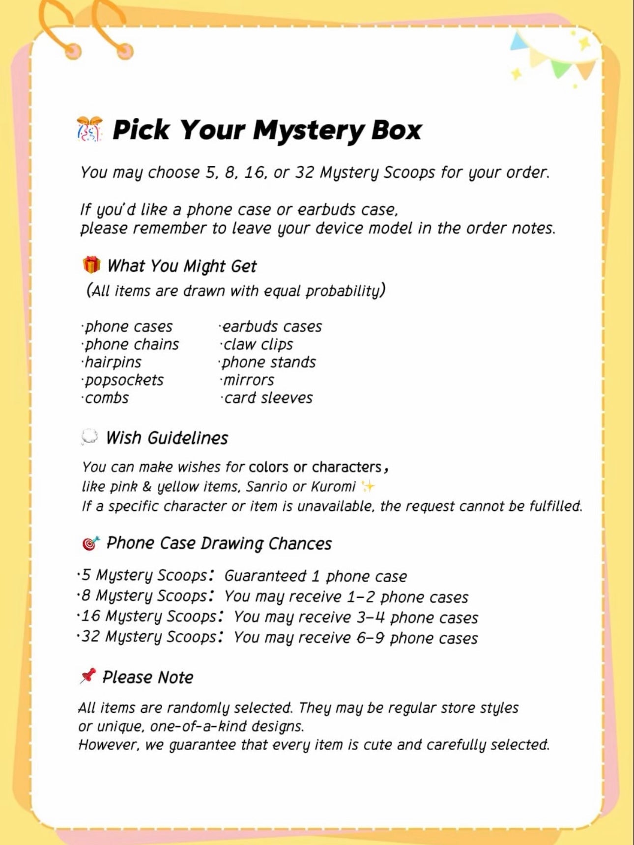 Mystery Box （can wish color and character)