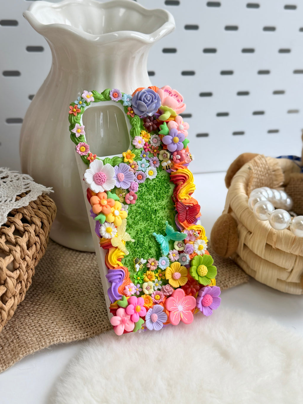 Rainbow Flowers Garden Handmade Decoden Phone Case｜All Models Available