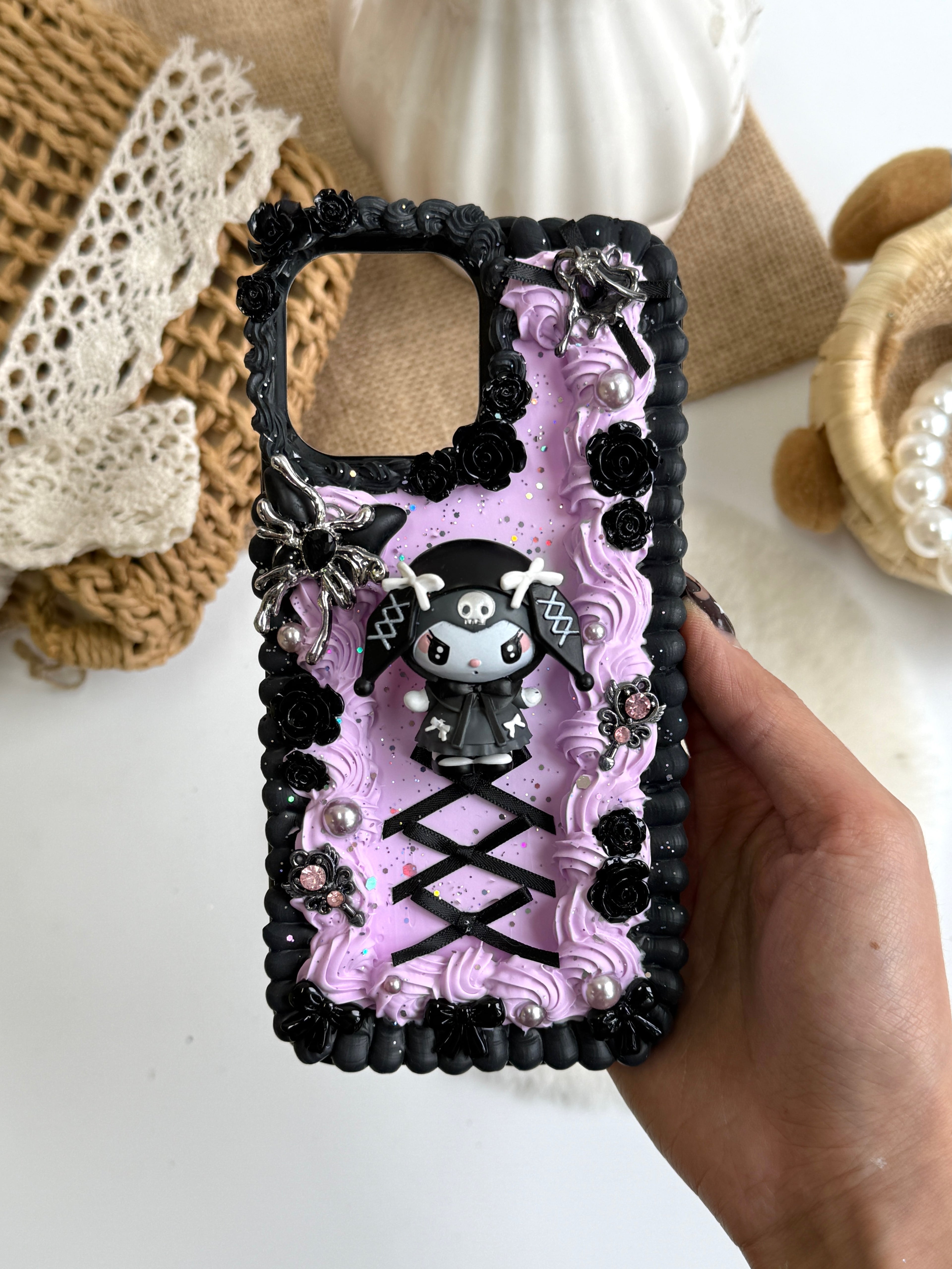Gothic Purple Evil Handmade Decoden Phone Case｜All Models Available