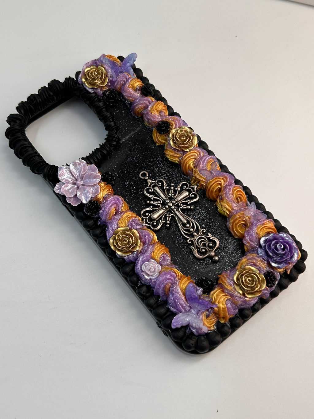 Baroque Dark Cross Decoden Phone Case