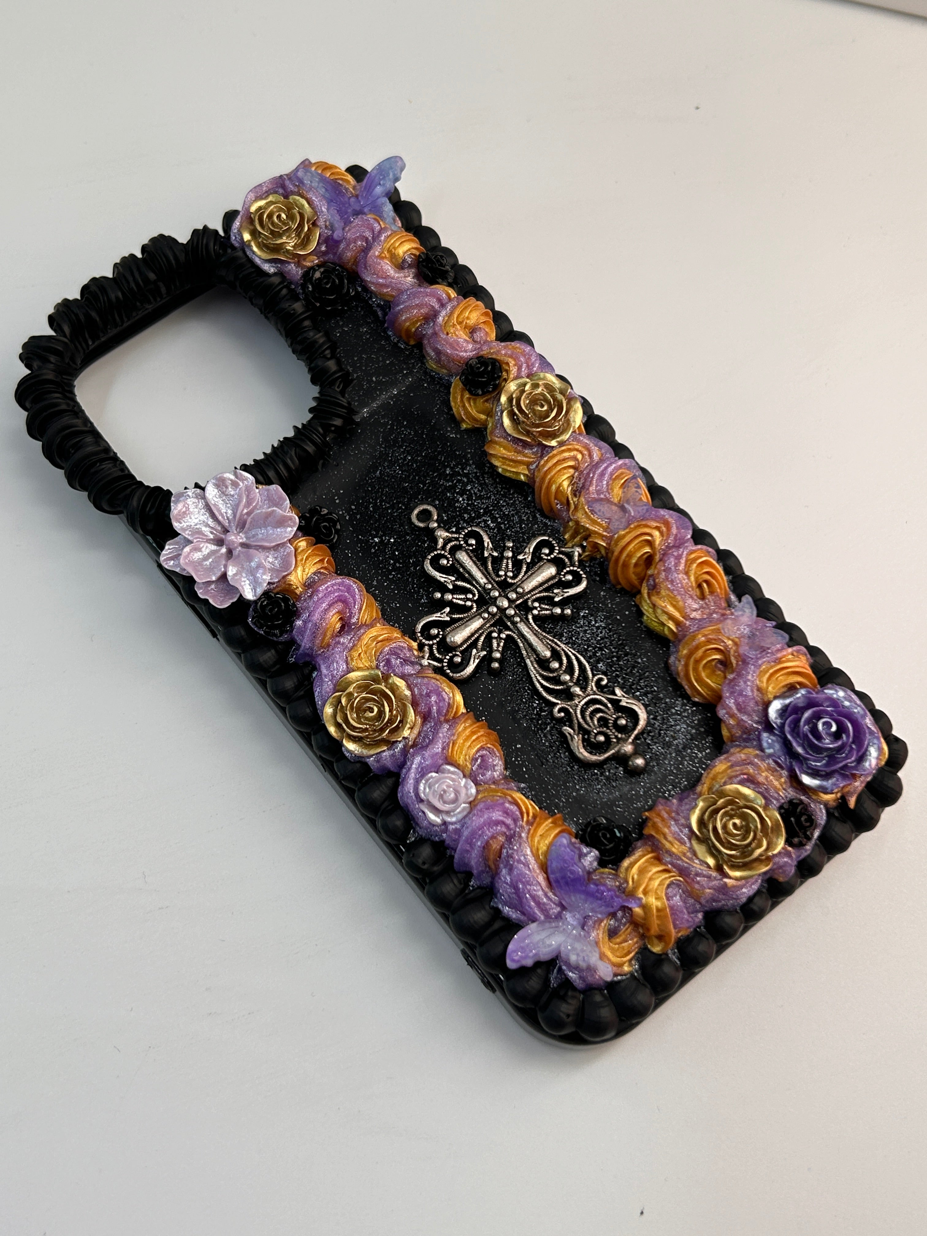 Baroque Dark Cross Decoden Phone Case