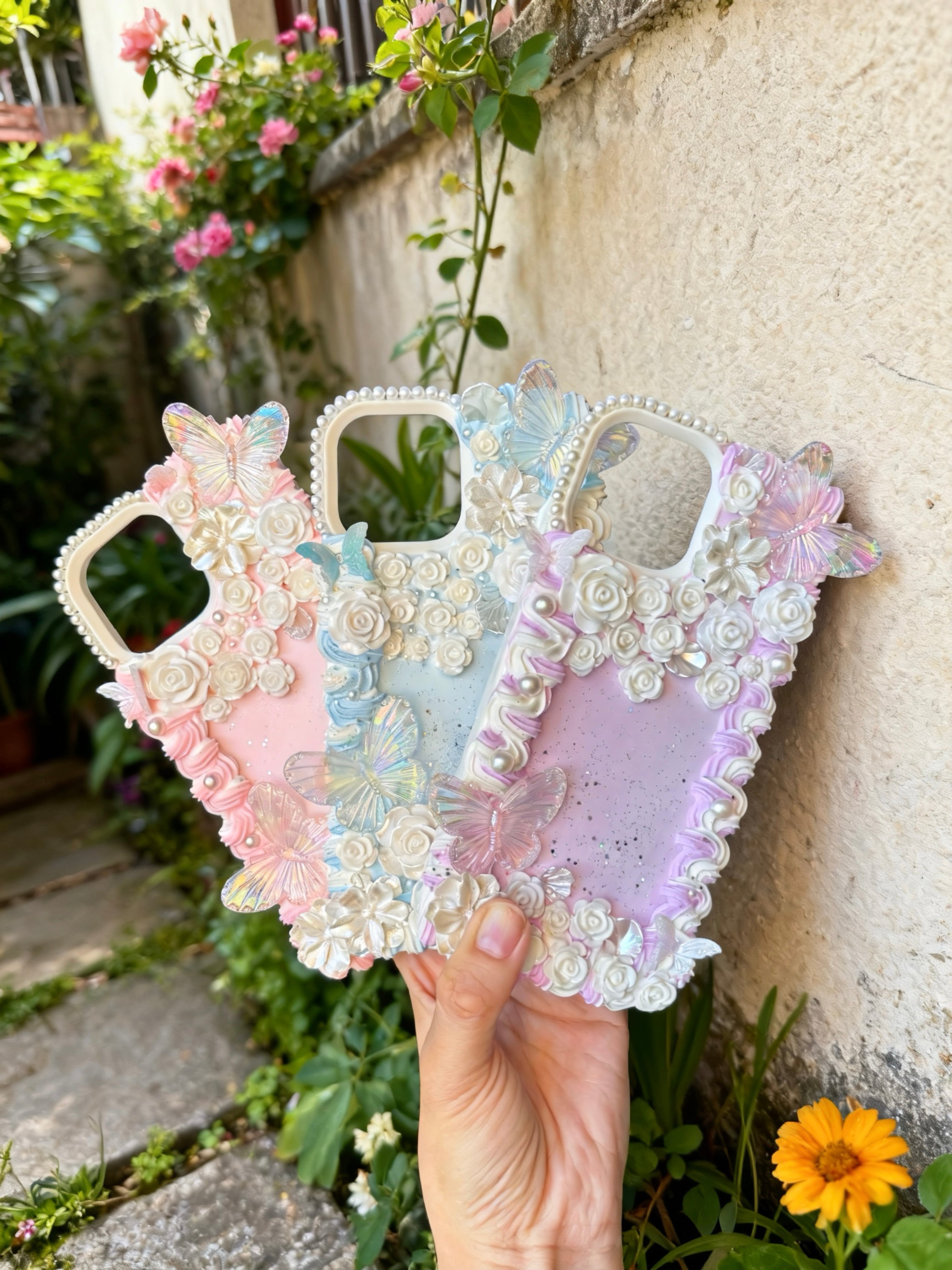 Butterfly Flower Rose Decoden Phone Cases For Any Phone Model