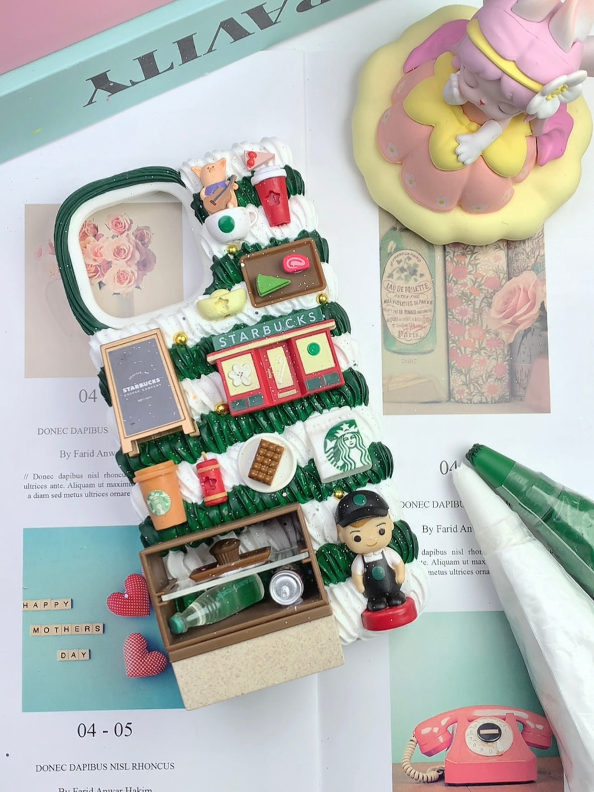Coffee Theme Handmade Decoden Phone Case｜All Models Available