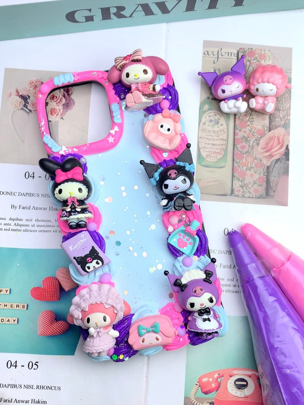 Sanrio Kuromi & Mymelody Handmade Decoden Phone Case｜All Models Available