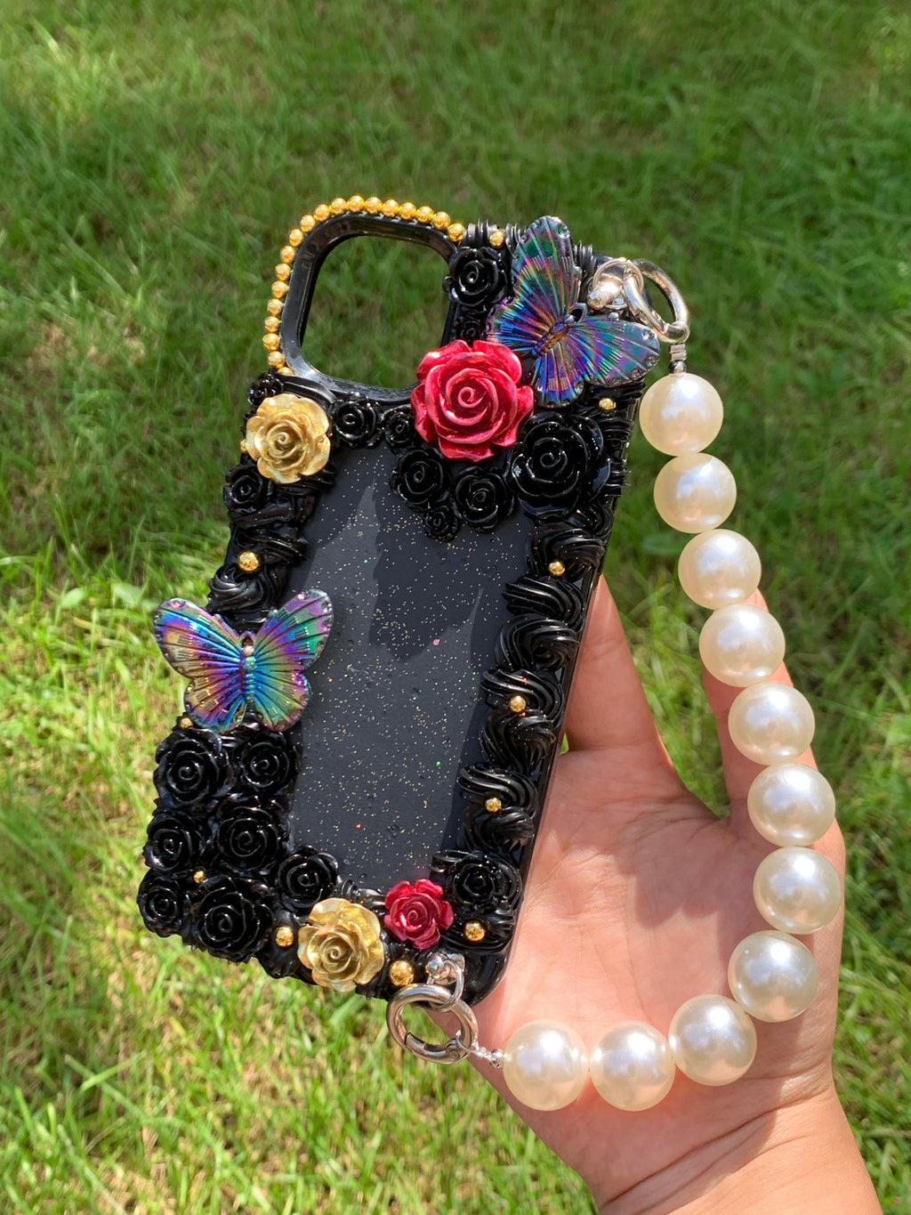 Baroque Sofa Black Rose Decoden Phone Case