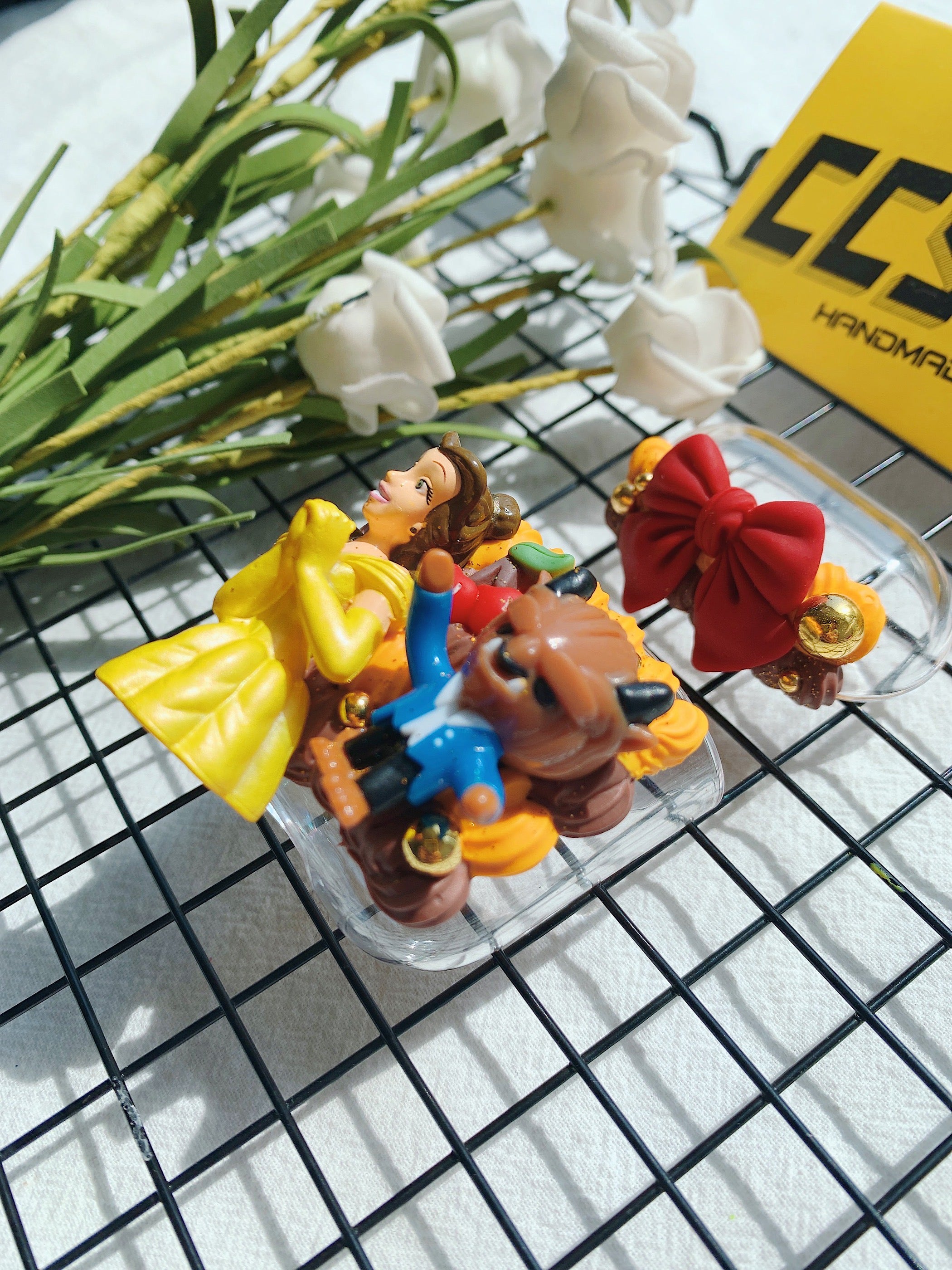Beauty and Beast Princess Belle Handmade Decoden Earbud Case For Any Model