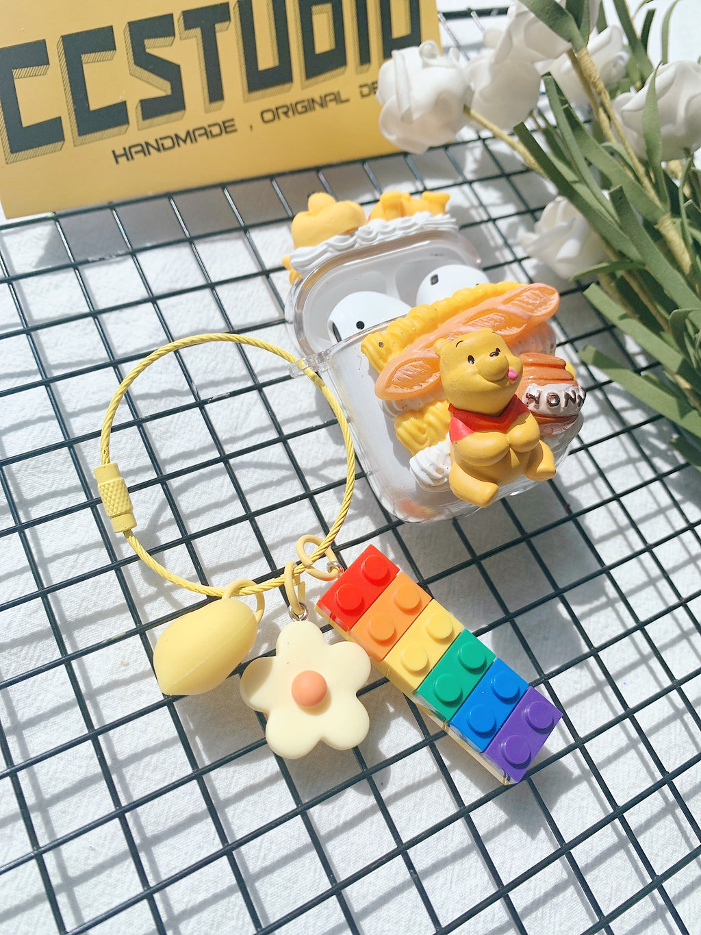 Winnie the Pooh Decoden Earbud Case For Any Model with Keychain