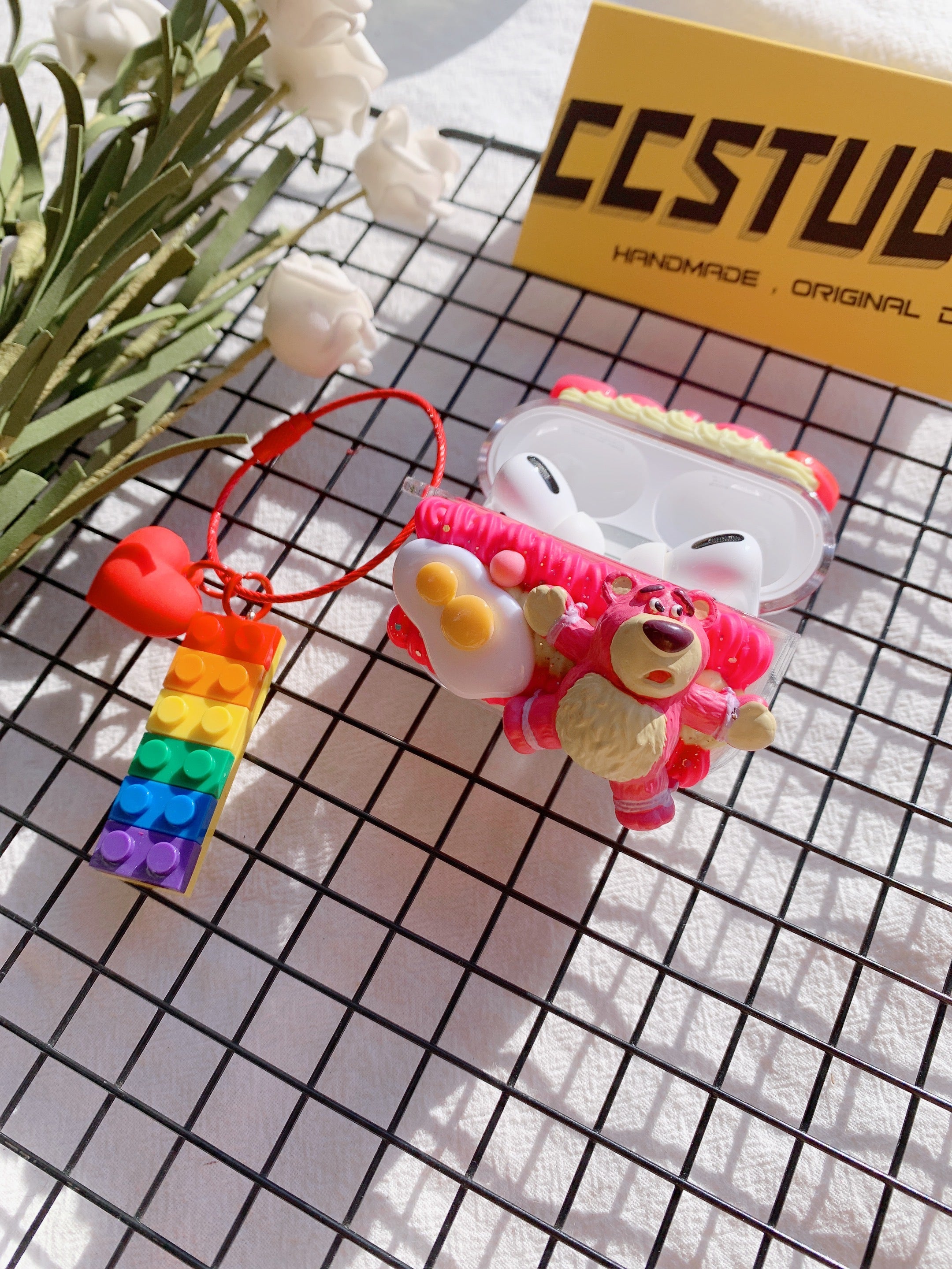 Toy Story Lotso Bear Decoden Earbud Case For Any Model with Keychain