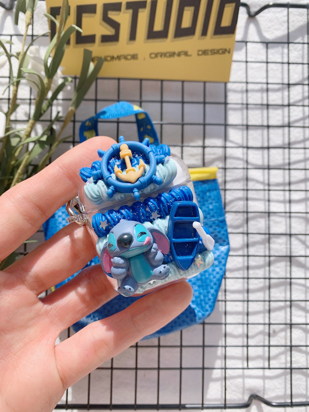 Stitch Decoden Earbud Case For Any Model with Keychain